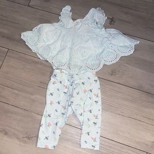 Adorable 0-3 eyelet flair and matching legging set